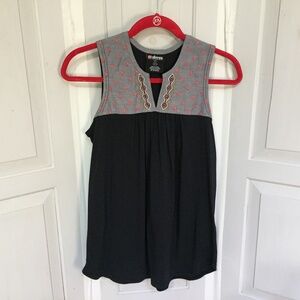 Black and Gray UPF 40 Sleeveless Organic Cotton Blend Tunic Top ~ NWT